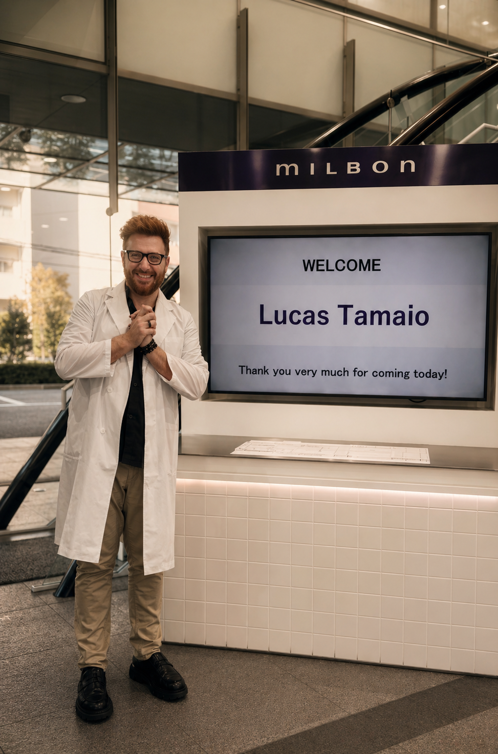 Lucas Tamaio welcomed at Milbon for advanced technical education